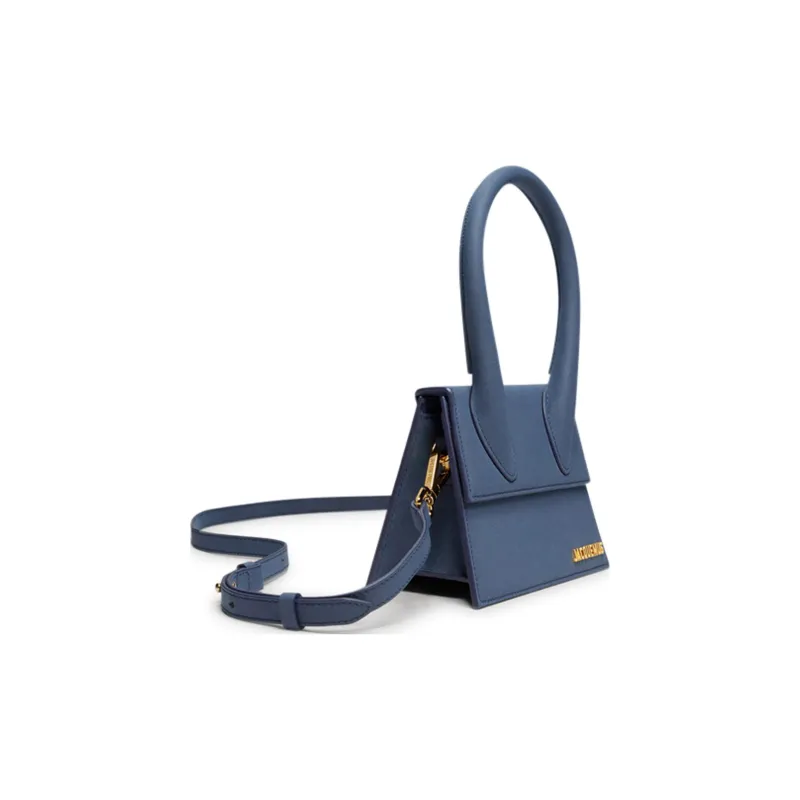 Jacquemus Cow Leather Shoulder Bag Crossbody Bag Handbag Medium Size Women's Blue-2