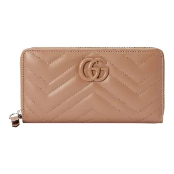 GUCCI GG Marmont Leather Wallet Women's Rose Beige
