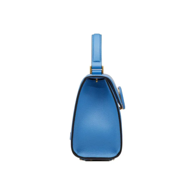 Valentino VSLING Textured Calfskin Shoulder Bag Crossbody Bag Handbag Small Size Women's Blue-2