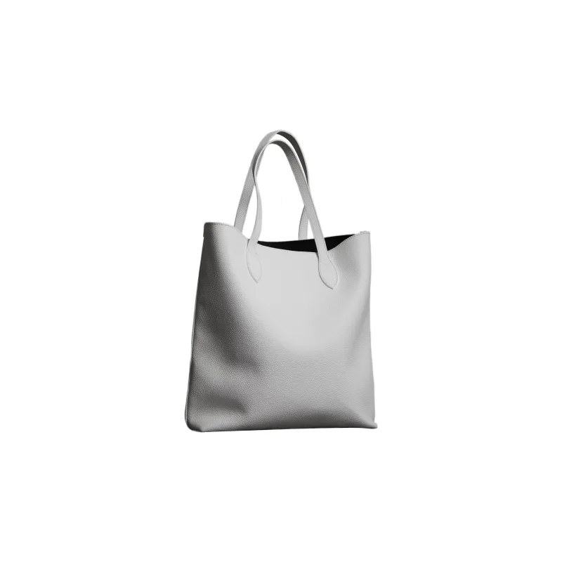 Burberry Cow Leather Tote Bag Shopping Bag Shoulder Bags Handbags Women's White-1