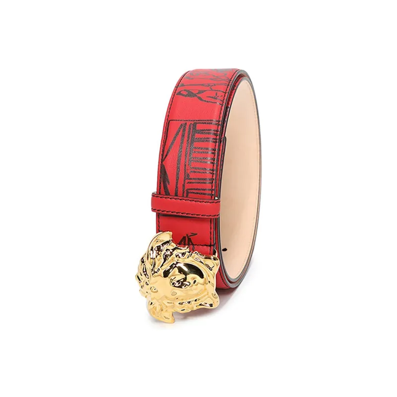 VERSACE Leather Belts Men Red-1