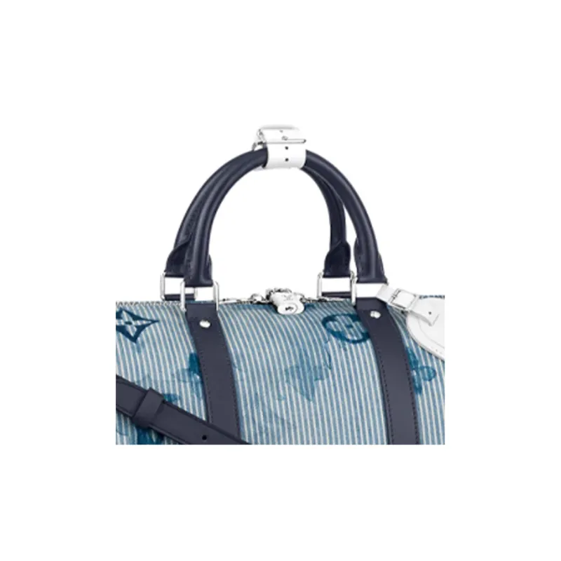 LOUIS VUITTON Keepall Bandouliere 50 Hickory Stripes Denim Watercolor-4