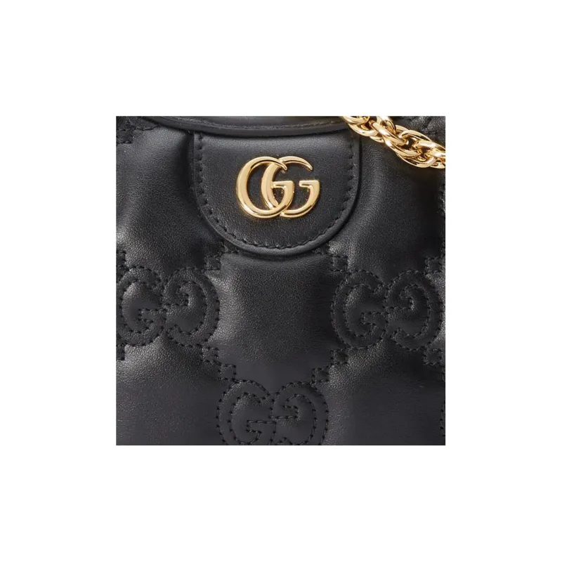 GUCCI GG Matelassé Leather Crescent Moon Bag Shoulder Bag Crossbody Bag Women's Black-9