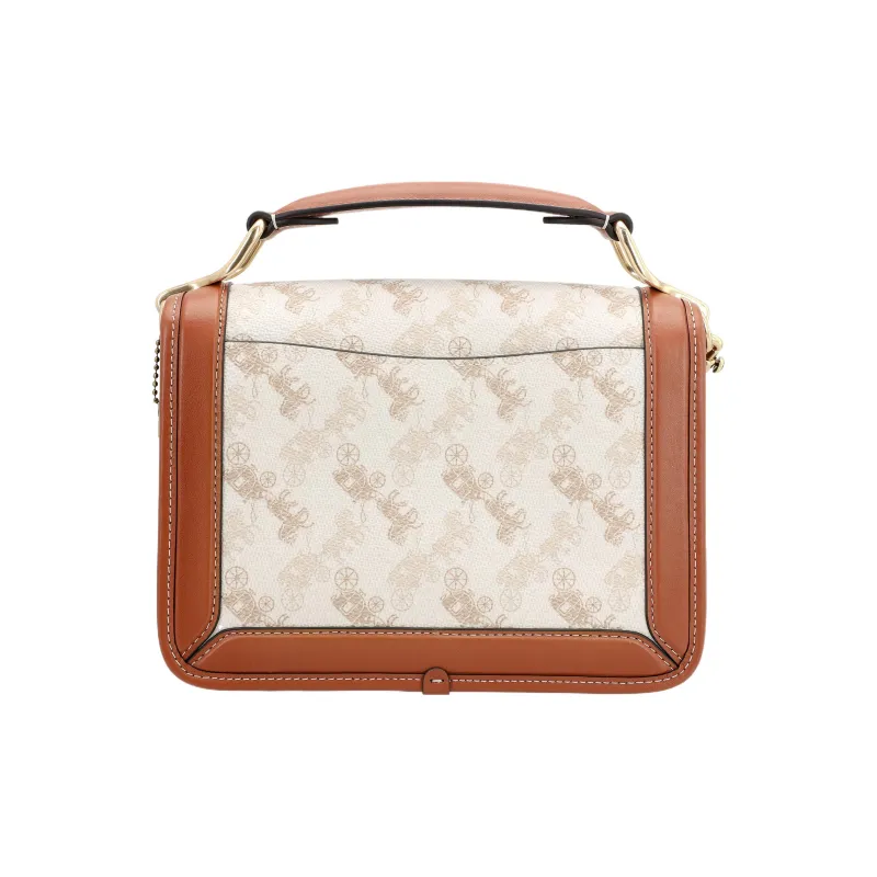 COACH Hero Cow Leather Handbag, Shoulder Bag, Crossbody Bag Trumpets Women's Caramel Brown & White-1