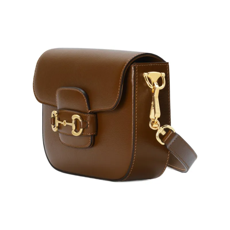 GUCCI Horsebit 1955 Leather Saddle Bag Crossbody Shoulder Bag Women's Brown-2