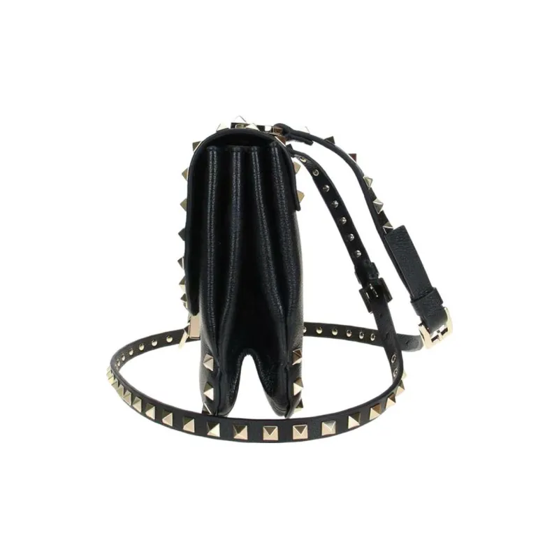 Valentino Leather Saddle Bag Shoulder Bag Crossbody Bag Regular Women's Black Gold-2