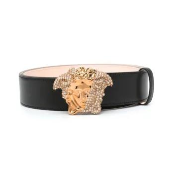 VERSACE Leather Belts Men Black