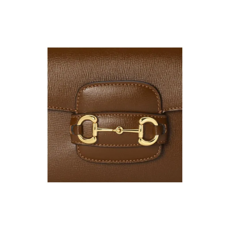 GUCCI Horsebit 1955 Leather Saddle Bag Crossbody Shoulder Bag Women's Brown-8