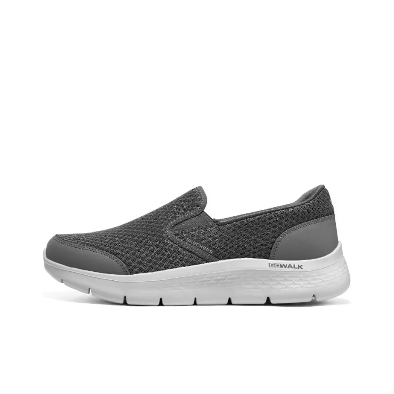 Skechers Go Walk Fle Anti Slip Wear Resistant Low Top Casual Shoes Men's Gray White-0