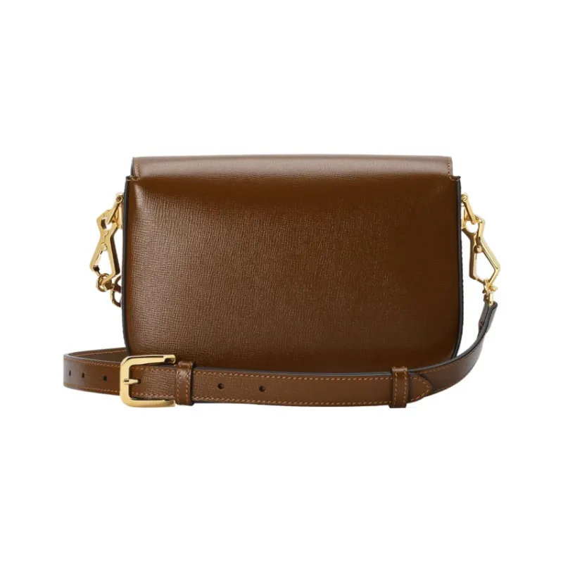GUCCI Horsebit 1955 Leather Saddle Bag Crossbody Shoulder Bag Women's Brown-4