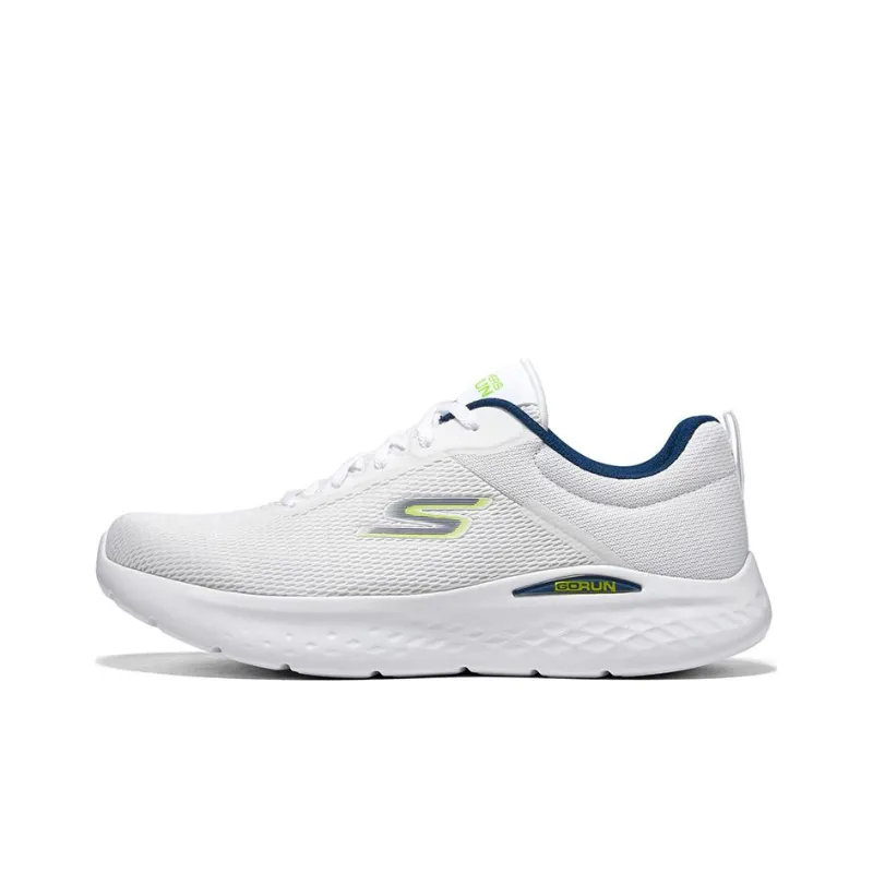Skechers Go Run Lite Anti Slip Wear Resistant Low Top Running Shoes Men's White Yellow-0