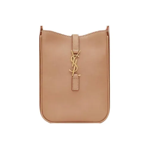 SAINT LAURENT Calfskin Upright Handbag Crossbody Bag Mini Women's Brown Gold