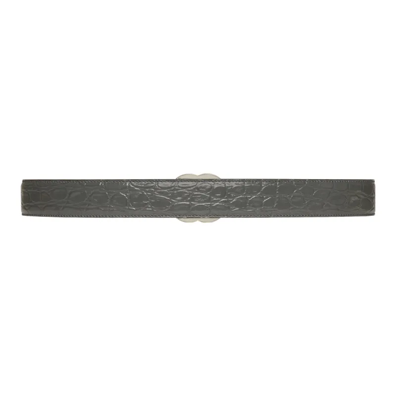 GUCCI Leather Belts Men's Gray Width 3CM-1