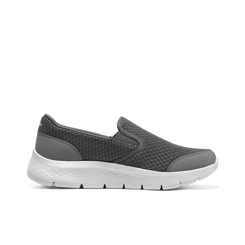 Skechers Go Walk Fle Anti Slip Wear Resistant Low Top Casual Shoes Men's Gray White-1