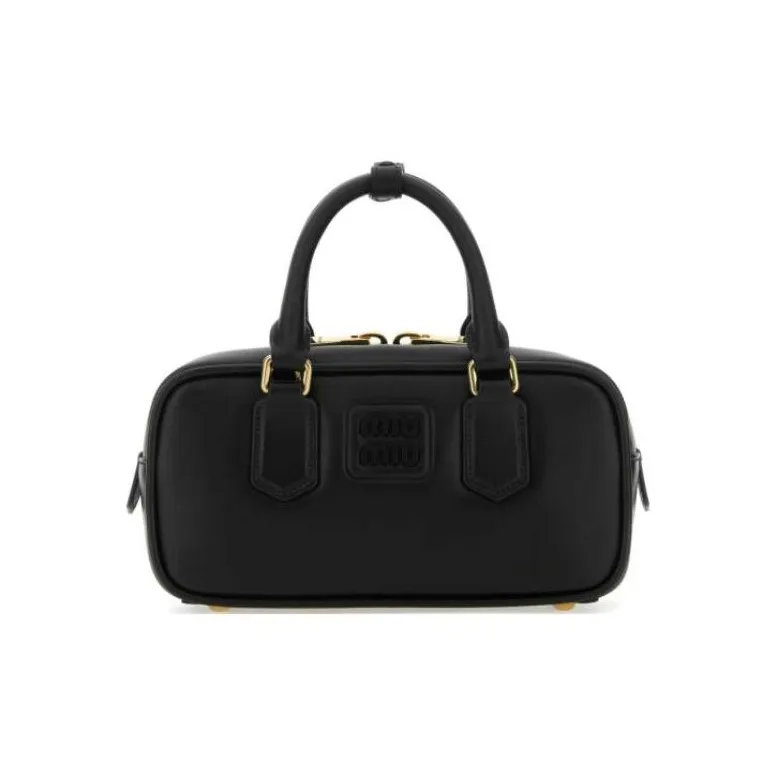 MIU MIU Arcadie Series Leather Bowling Bag Handbag Regular Women's Black-0