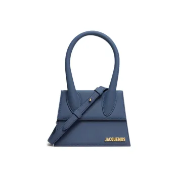 Jacquemus Cow Leather Shoulder Bag Crossbody Bag Handbag Medium Size Women's Blue