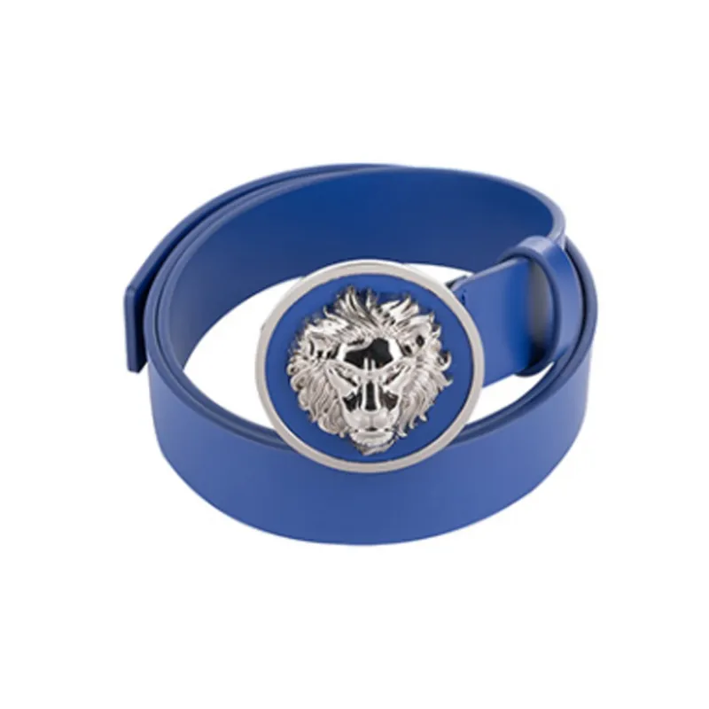 VERSACE Leather Belts Men Blue-1