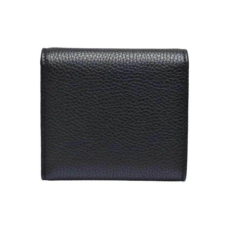 GUCCI Litchi Grain Cow Leather Wallet Women's Black-1