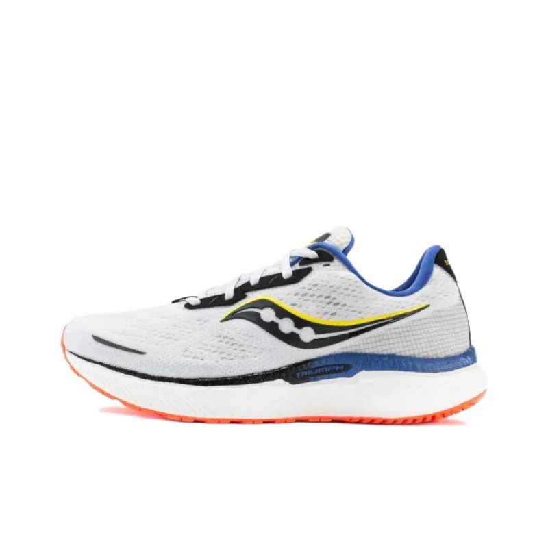 Saucony Triumph 19 Anti-Slip Wear-Resistant Low-Top Running Shoes Women's White Blue-0