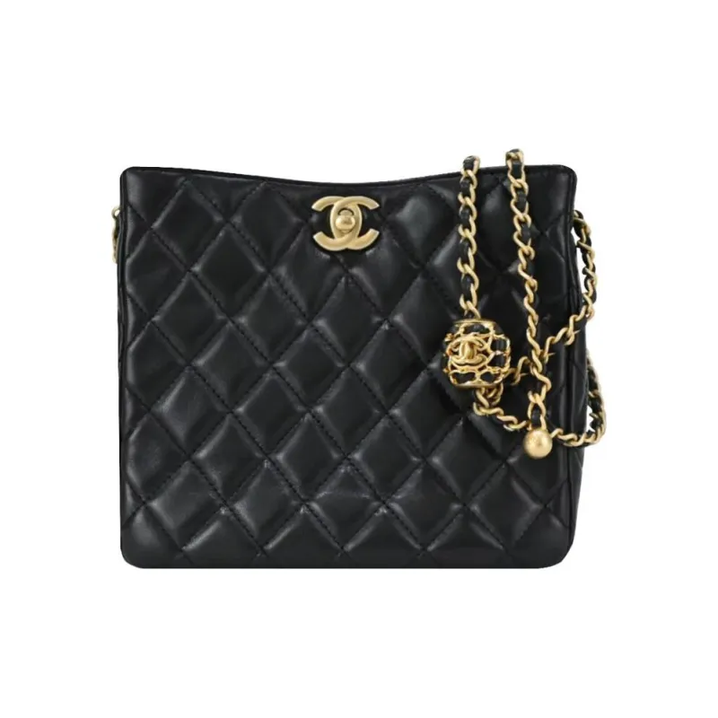 CHANEL Lambskin Hobo Bag, Tote Bag, Shopping Bag, Shoulder Bag, Crossbody Bag Women's Black-1