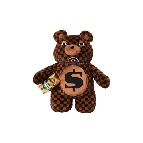 SPRAYGROUND Polyester Doll Bag, Bear Bag, Casual Bag, Backpack Large Size Unisex Brown