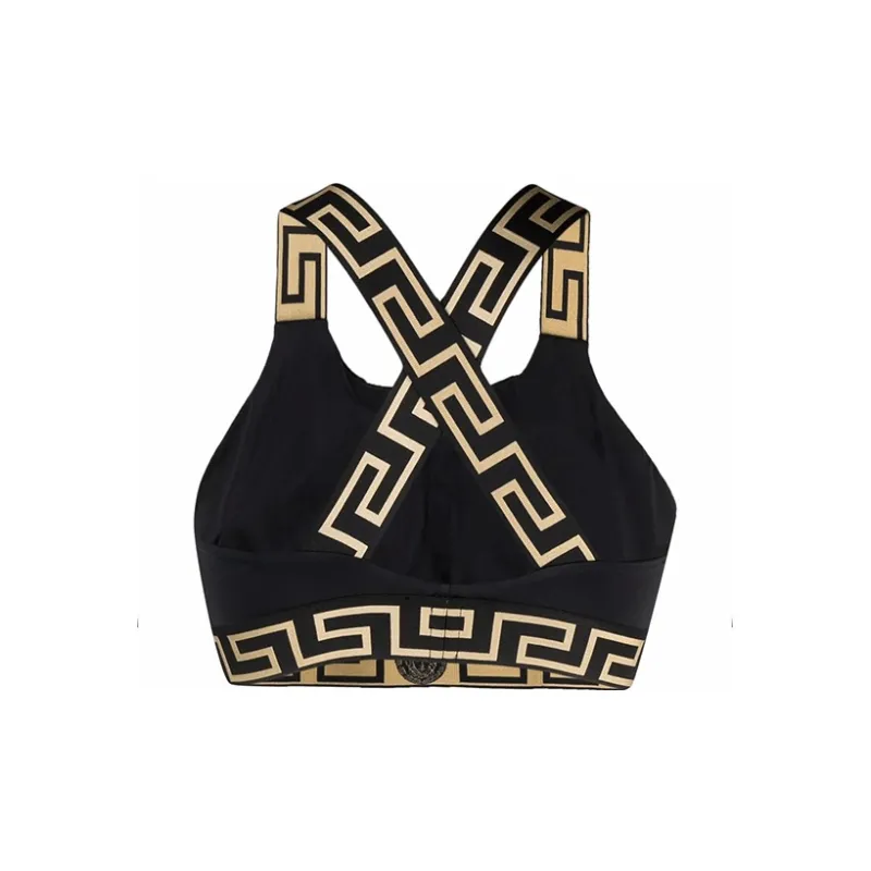 VERSACE Greca Border Bikini Top 'Black'-1