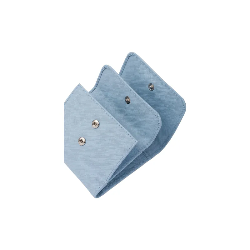 PRADA Leather Wallet Trumpets Women's Light Blue-4