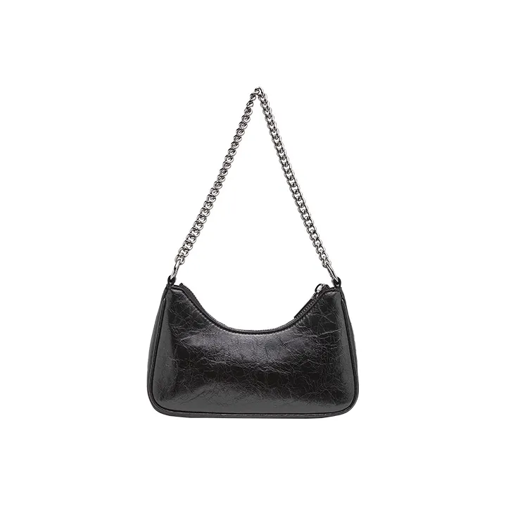 VANESSA HOGAN Vh Classic Series Cow Leather Shoulder Bag Chain Shoulder Bag Small Size Women's Silver/Black-8