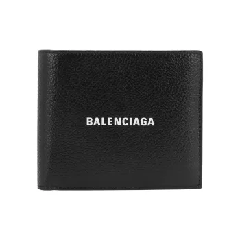 Balenciaga Cow Leather Card Holder Wallet Unisex Black