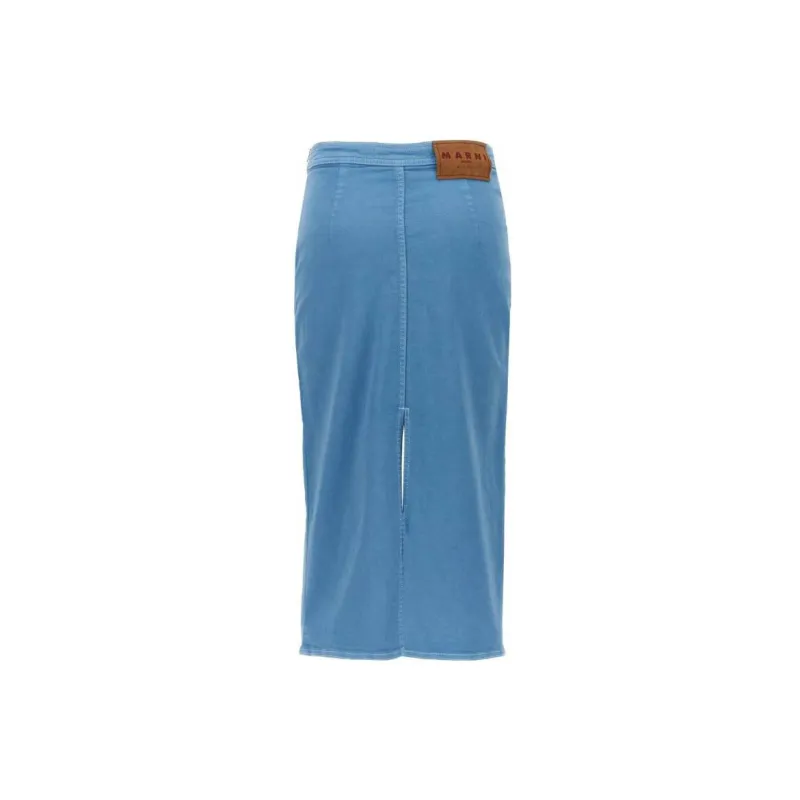 MARNI Denim Long Skirts Women's Light Blue-1