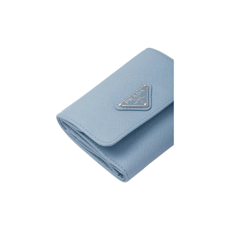 PRADA Leather Wallet Trumpets Women's Light Blue-5