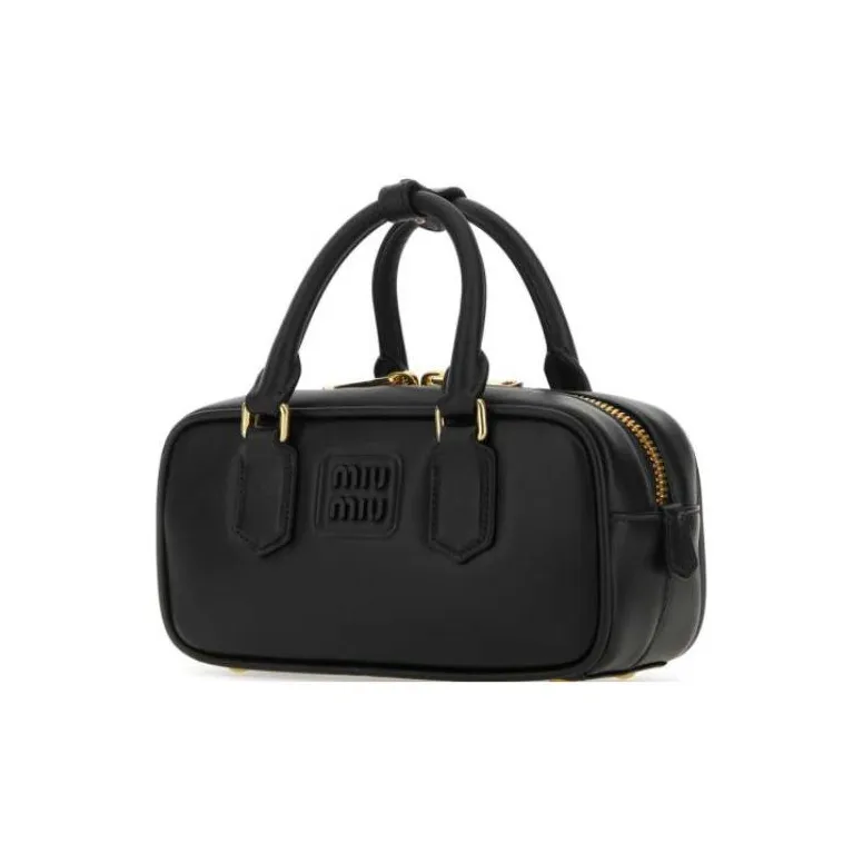MIU MIU Arcadie Series Leather Bowling Bag Handbag Regular Women's Black-1