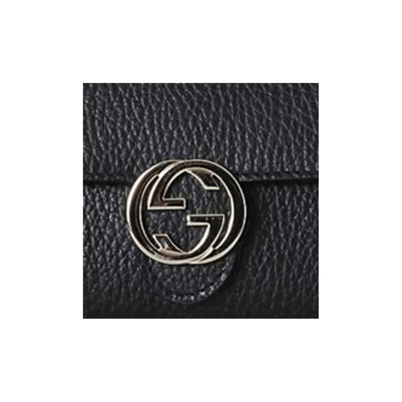 GUCCI Leather Wallet Women's Black-6