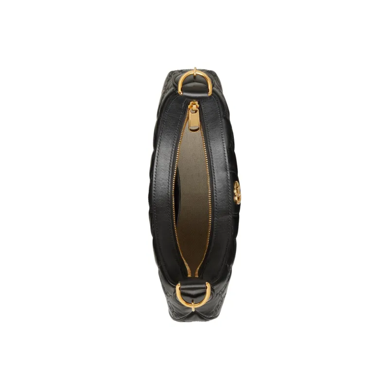 GUCCI GG Matelassé Leather Crescent Moon Bag Shoulder Bag Crossbody Bag Women's Black-8