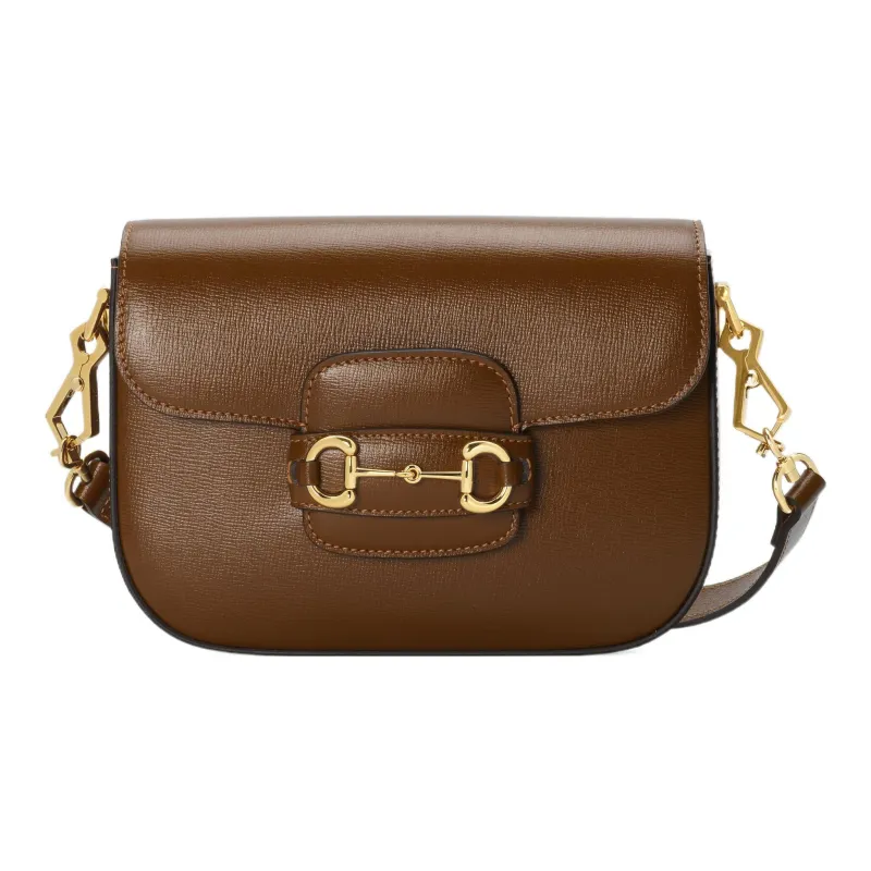 GUCCI Horsebit 1955 Leather Saddle Bag Crossbody Shoulder Bag Women's Brown-1