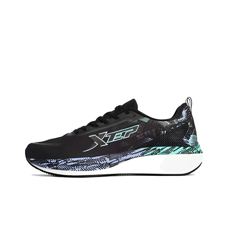 XTEP Star Speed Anti Slip Wear Resistant Low Top Running Shoes Men's Black Purple-0