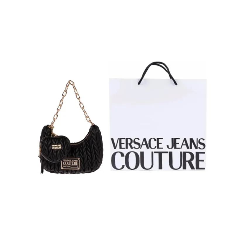 VERSACE JEANS COUTURE Polyester Coin Purse Handbag, Shoulder Bag Women's Black-9