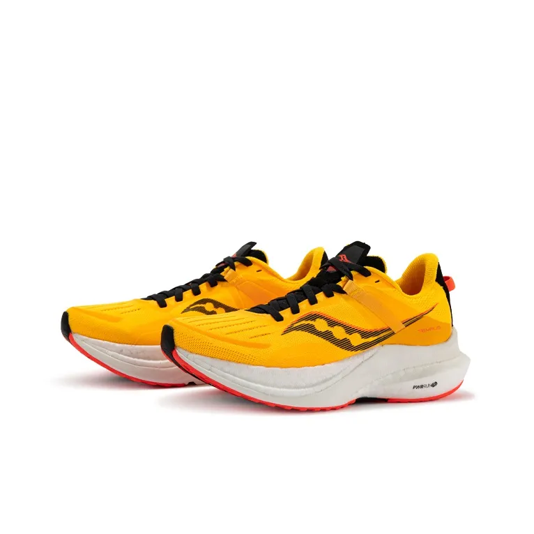 Saucony Tempus Cushioning Anti Slip Wear Resistant Breathability Low Top Training Running Shoes Women's Yellow Red-2