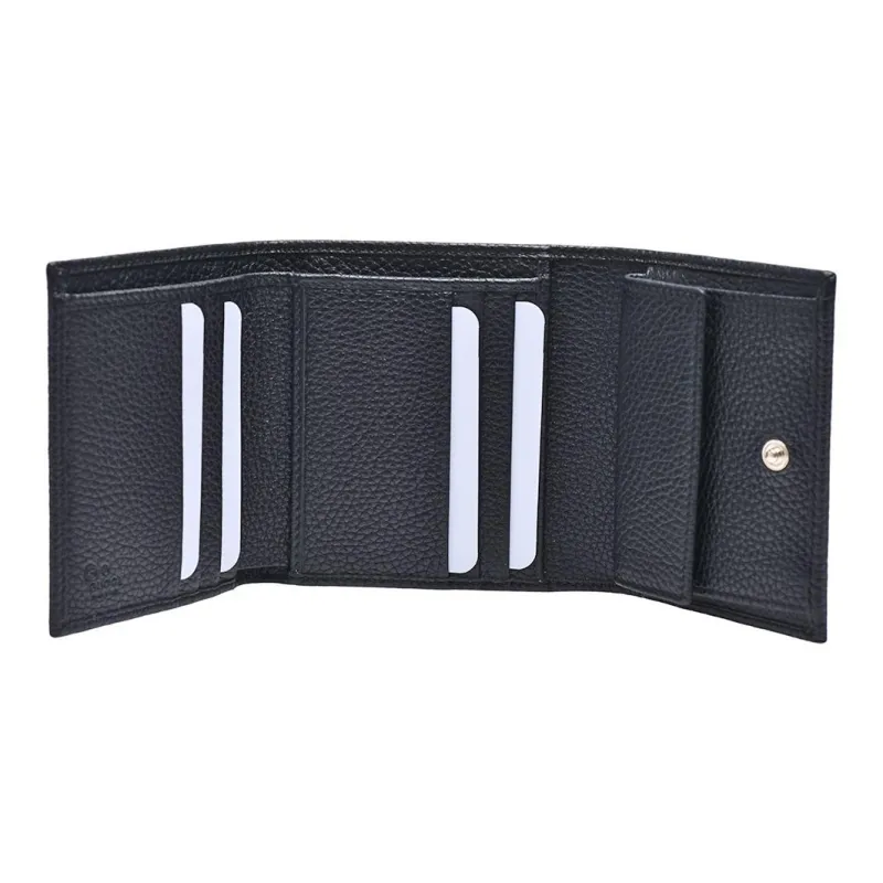 GUCCI Litchi Grain Cow Leather Wallet Women's Black-2