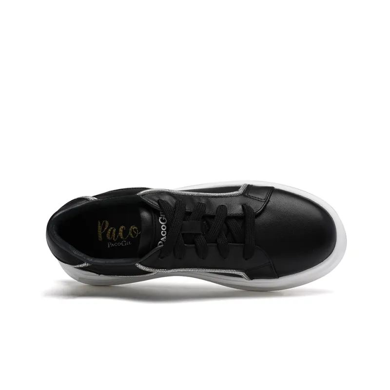 PACO GIL Low-Top Skateboard Shoes 4cm Women's Black-4