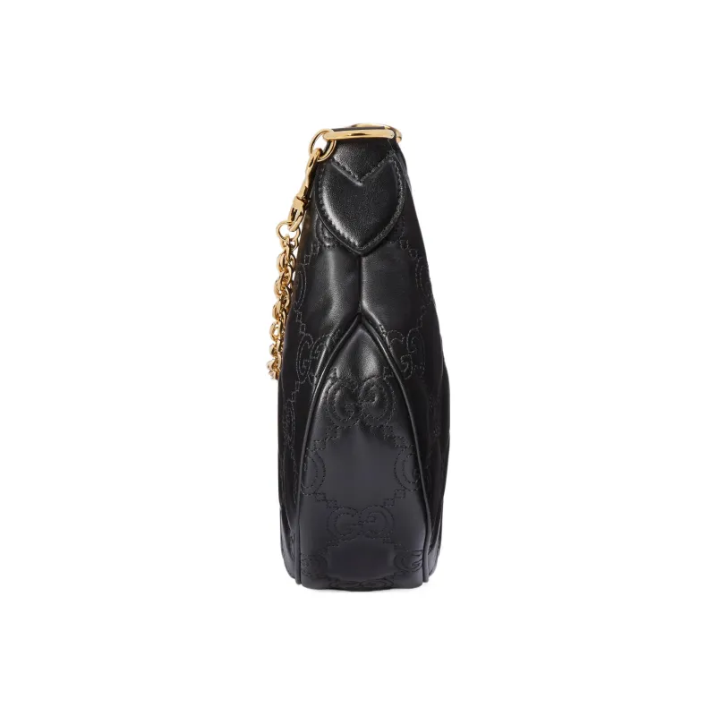 GUCCI GG Matelassé Leather Crescent Moon Bag Shoulder Bag Crossbody Bag Women's Black-4