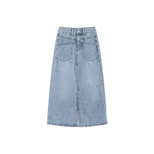 MINCOCROSEPEPPAR Denim Long Skirts Women's Blue