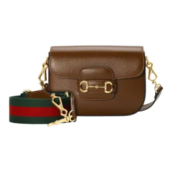 GUCCI Horsebit 1955 Leather Saddle Bag Crossbody Shoulder Bag Women's Brown