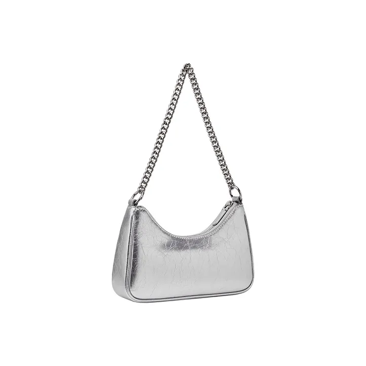 VANESSA HOGAN Vh Classic Series Cow Leather Shoulder Bag Chain Shoulder Bag Small Size Women's Silver/Black-1