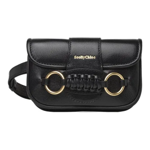 See By Chloe Bright Grain Goatskin One Shoulder Crossbody Fanny Pack Women's Black
