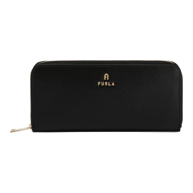 Furla Textured Leather Wallet Extra Large Women's Black-0