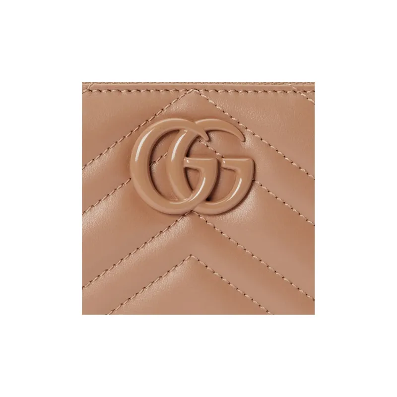 GUCCI GG Marmont Leather Wallet Women's Rose Beige-4