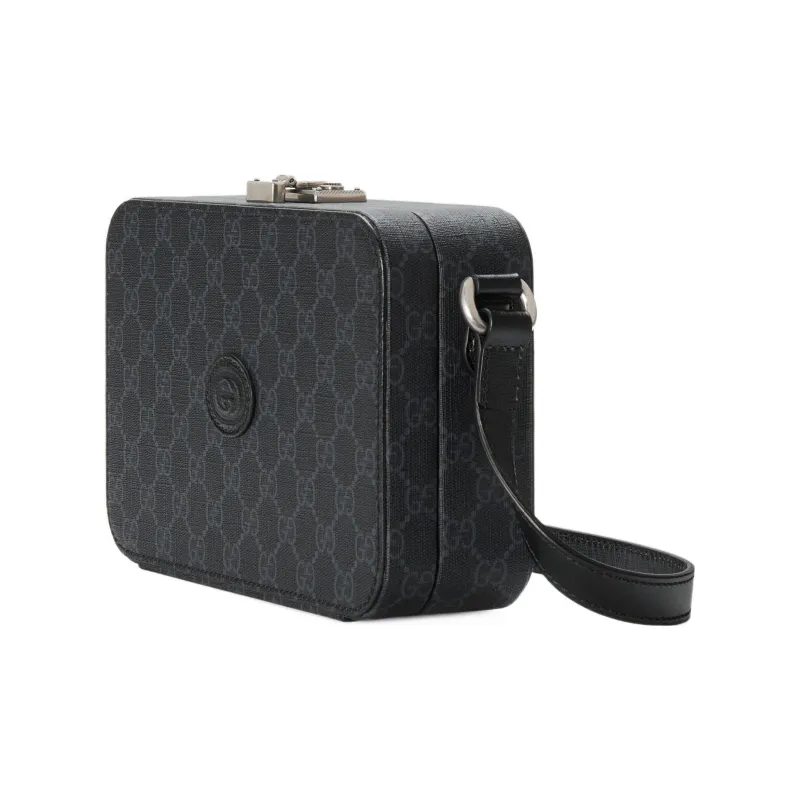 GUCCI Canvas With Leather Messenger Bag, Shoulder Bag, Crossbody Bag Men's Black-1