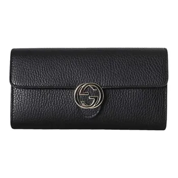 GUCCI Leather Wallet Women's Black