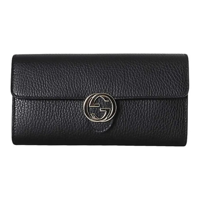 GUCCI Leather Wallet Women's Black-0